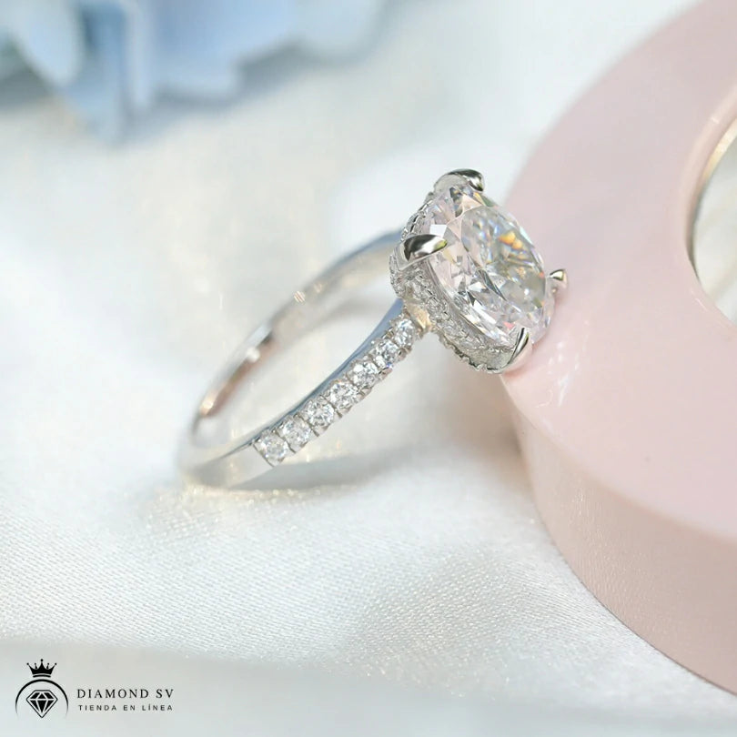 Anillo De Plata De Ley 925 Con Piedra De 3 Ct