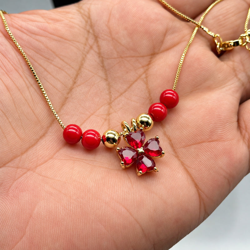 Collar Premium Trebol De Corazones