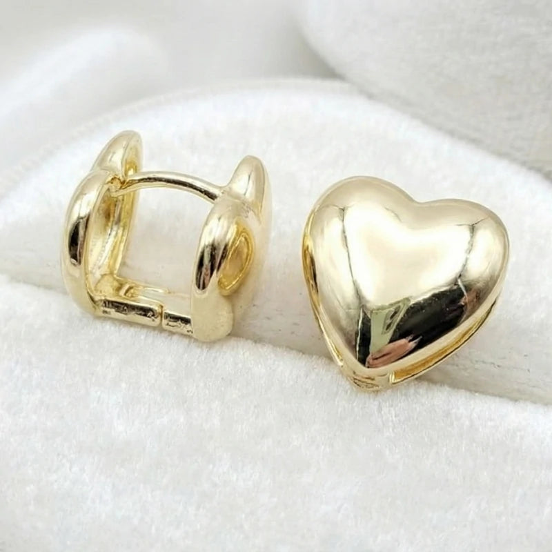 Aritos De Corazón De Clip Enchape De Oro De 14K