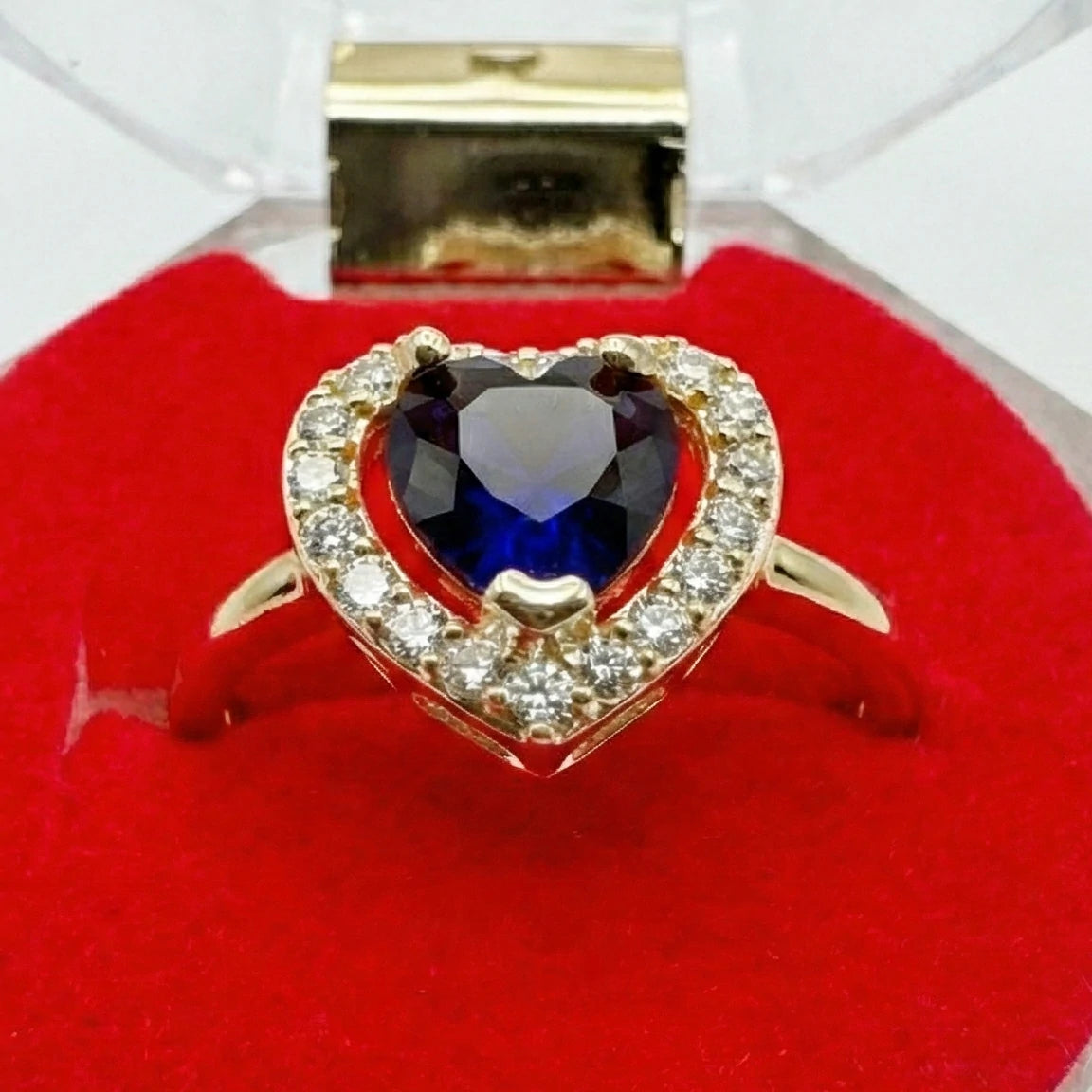 Anillo De Corazón Azul Ajustable