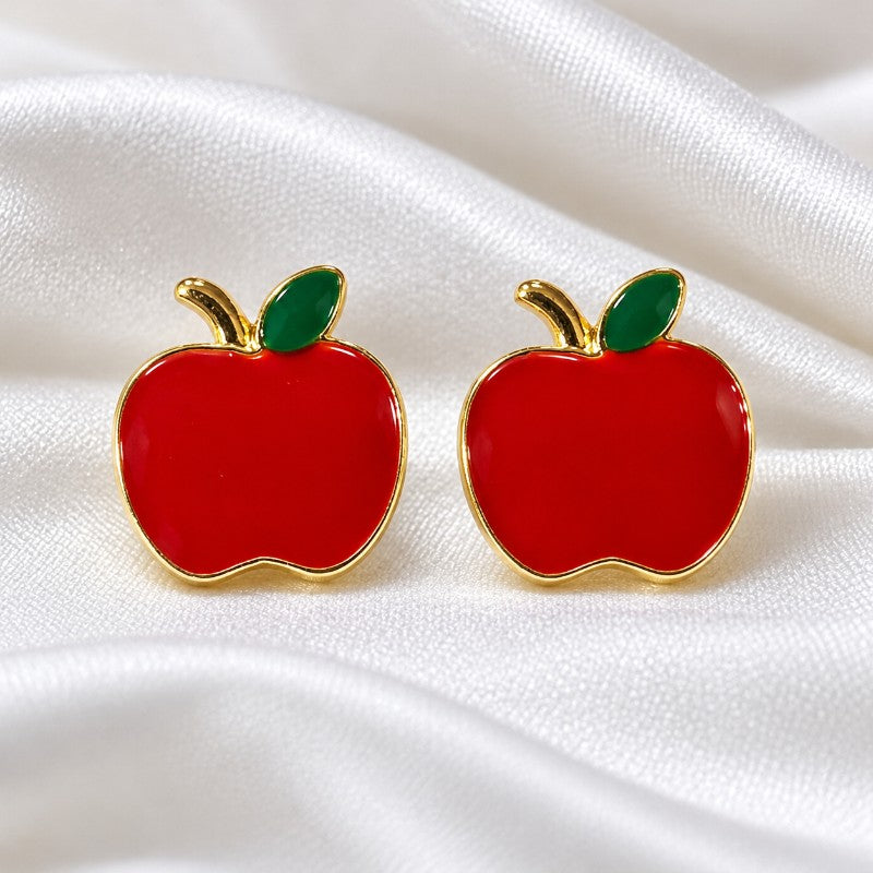 Aritos De Manzana Chapados En Oro De 14K