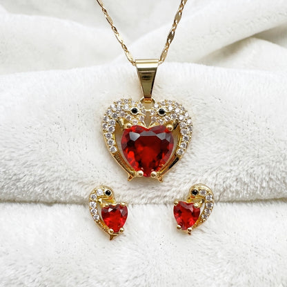 Set Premium Corazón De Delfín De Cadena y Aritos