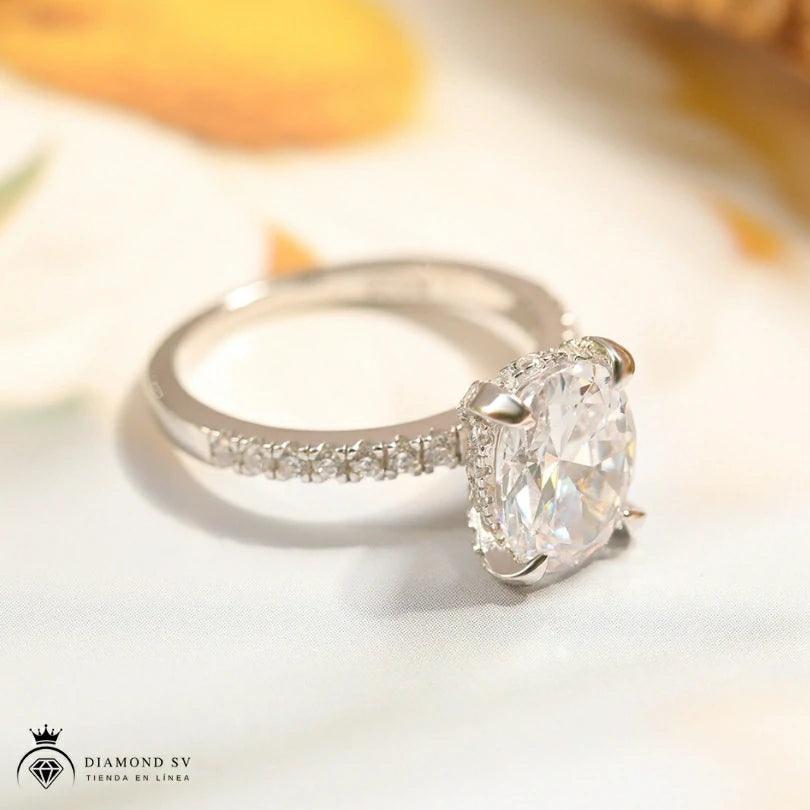 Anillo De Plata De Ley 925 Con Piedra De 3 Ct