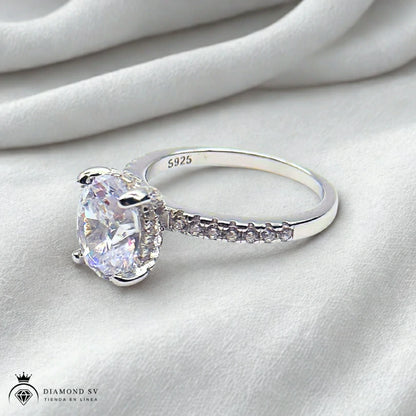 Anillo De Plata De Ley 925 Con Piedra De 3 Ct