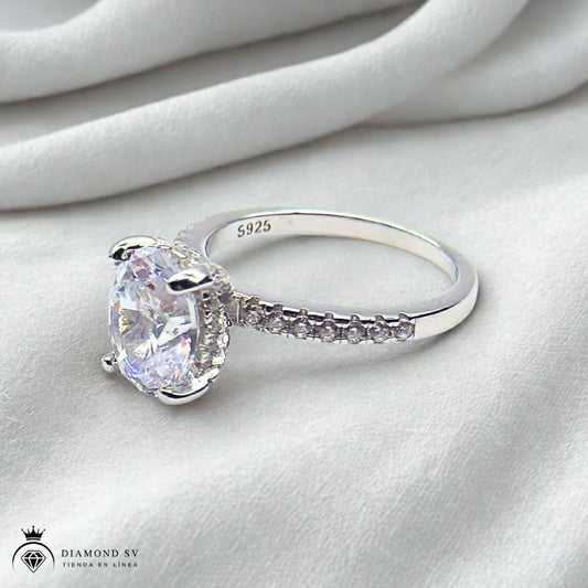 Anillo De Plata De Ley 925 Con Piedra De 3 Ct