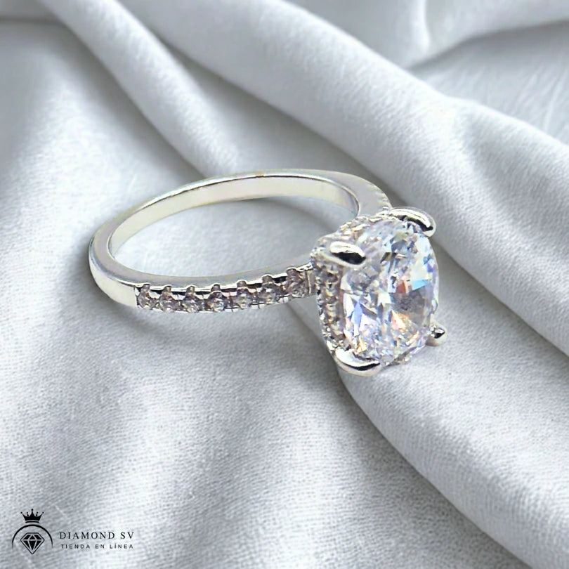 Anillo De Plata De Ley 925 Con Piedra De 3 Ct