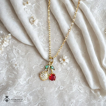 Set Premium De Cadena y Aritos De Cereza