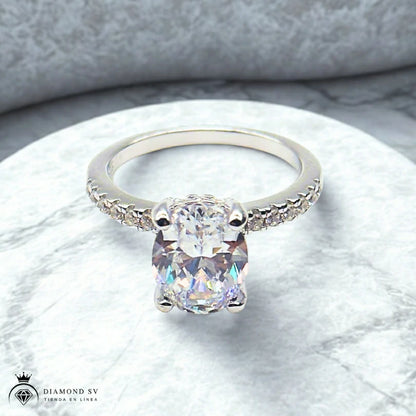 Anillo De Plata De Ley 925 Con Piedra De 3 Ct
