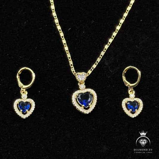 Set Premium Corazón Del Mar De Cadena y Aritos