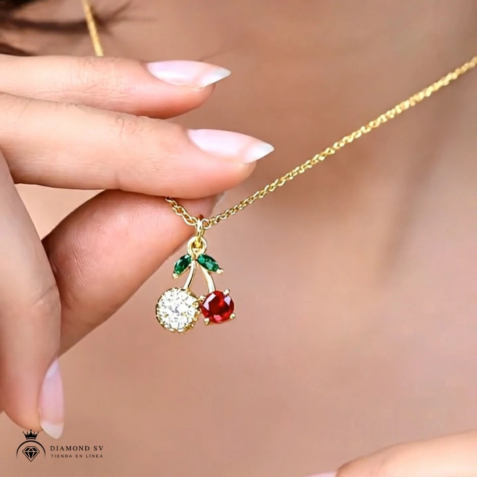 Set Premium De Cadena y Aritos De Cereza