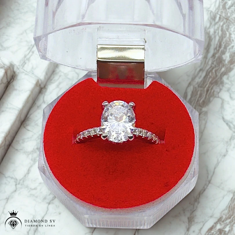 Anillo De Plata De Ley 925 Con Piedra De 3 Ct