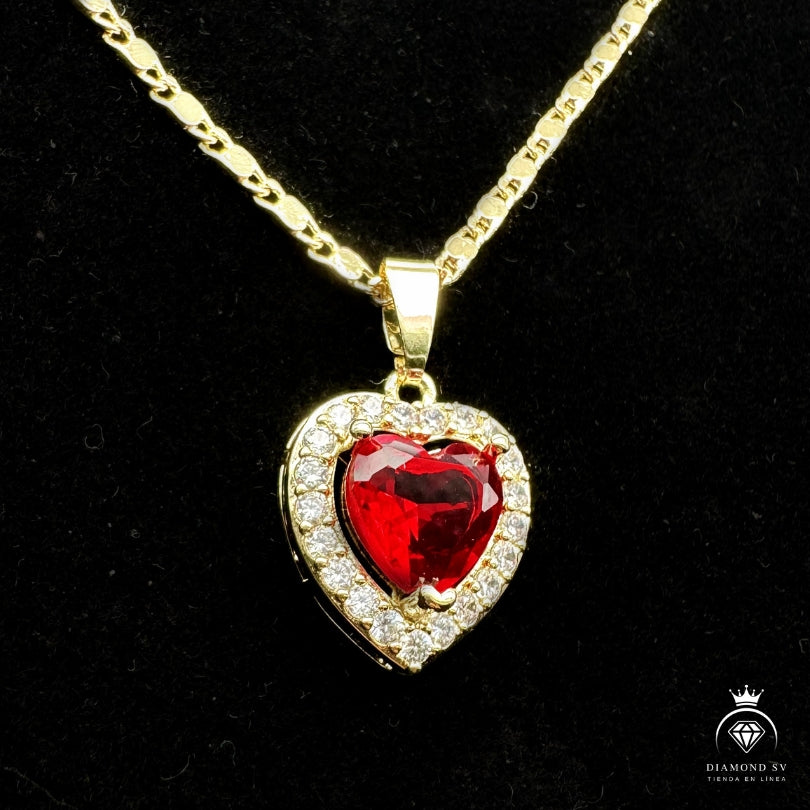 Set Premium Corazón De Amor De Cadena y Aritos