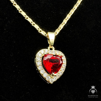 Set Premium Corazón De Amor De Cadena y Aritos