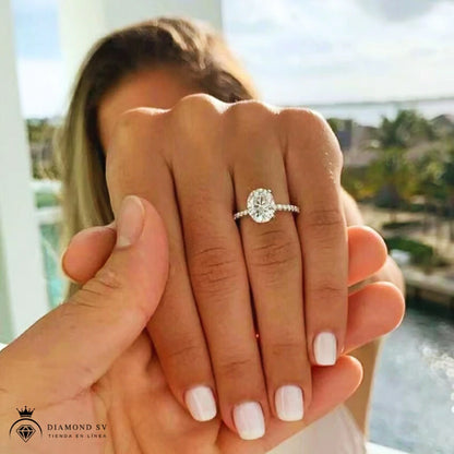 Anillo De Plata De Ley 925 Con Piedra De 3 Ct