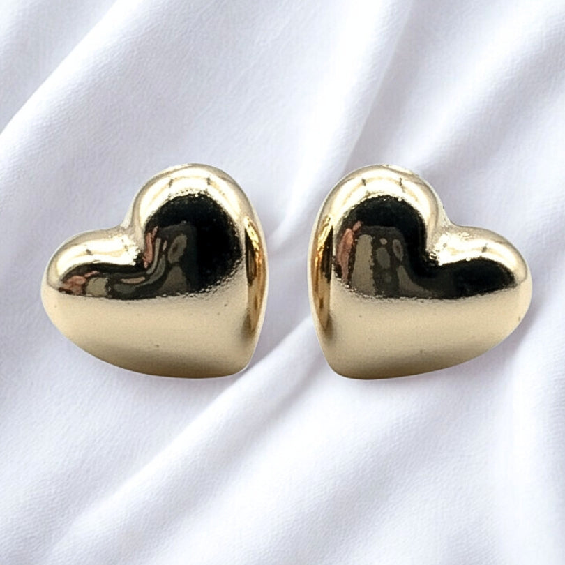 Aritos De Corazón Chapados En Oro De 18K