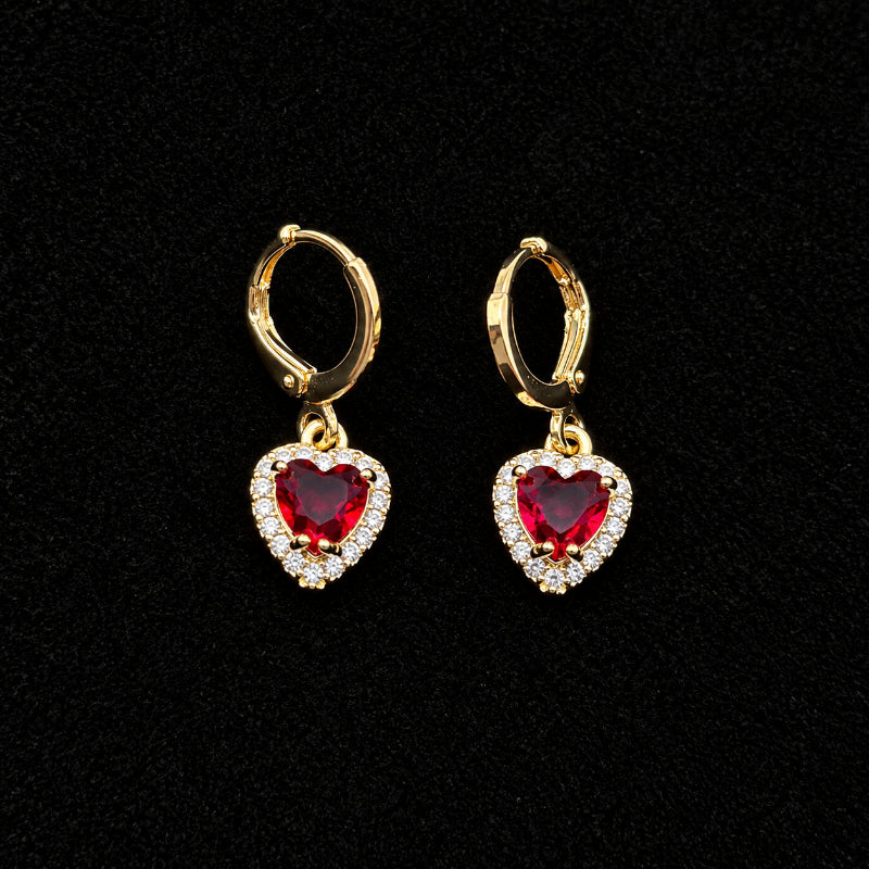 Set Premium Corazón De Amor De Cadena y Aritos