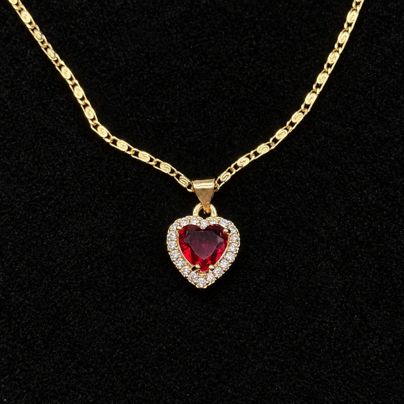 Set Premium Corazón De Amor De Cadena y Aritos