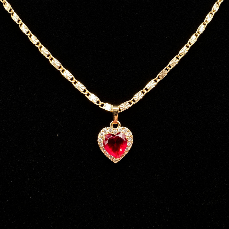 Set Premium Corazón De Amor De Cadena y Aritos