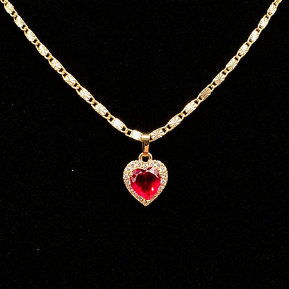 Set Premium Corazón De Amor De Cadena y Aritos