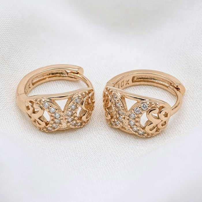 Argollas Con Zirconias Enchape De Oro De 18K