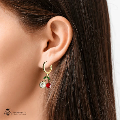 Set Premium De Cadena y Aritos De Cereza