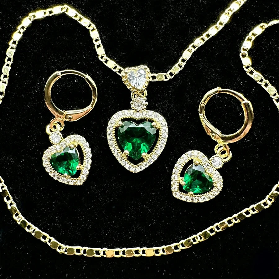 Set Premium De Corazones Cadena y Aritos