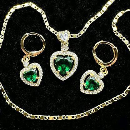Set Premium De Corazones Cadena y Aritos