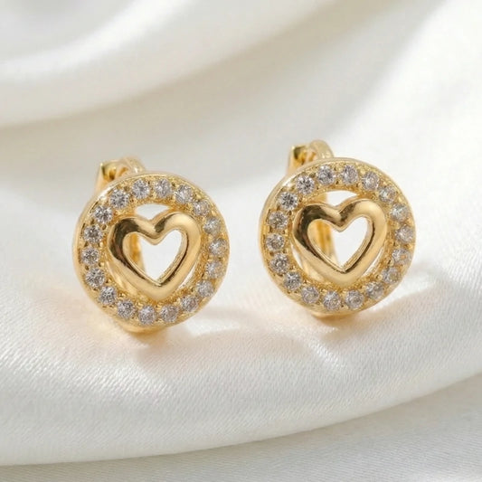 Argollas De Corazón Enchape De Oro De 18K