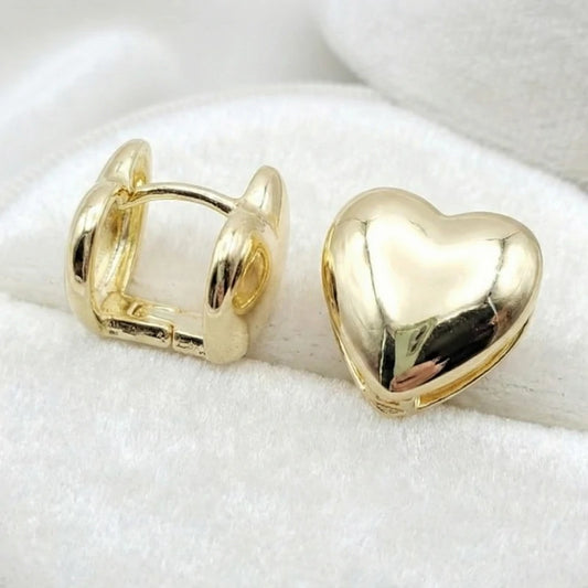 Aritos De Corazón De Clip Enchape De Oro De 14K