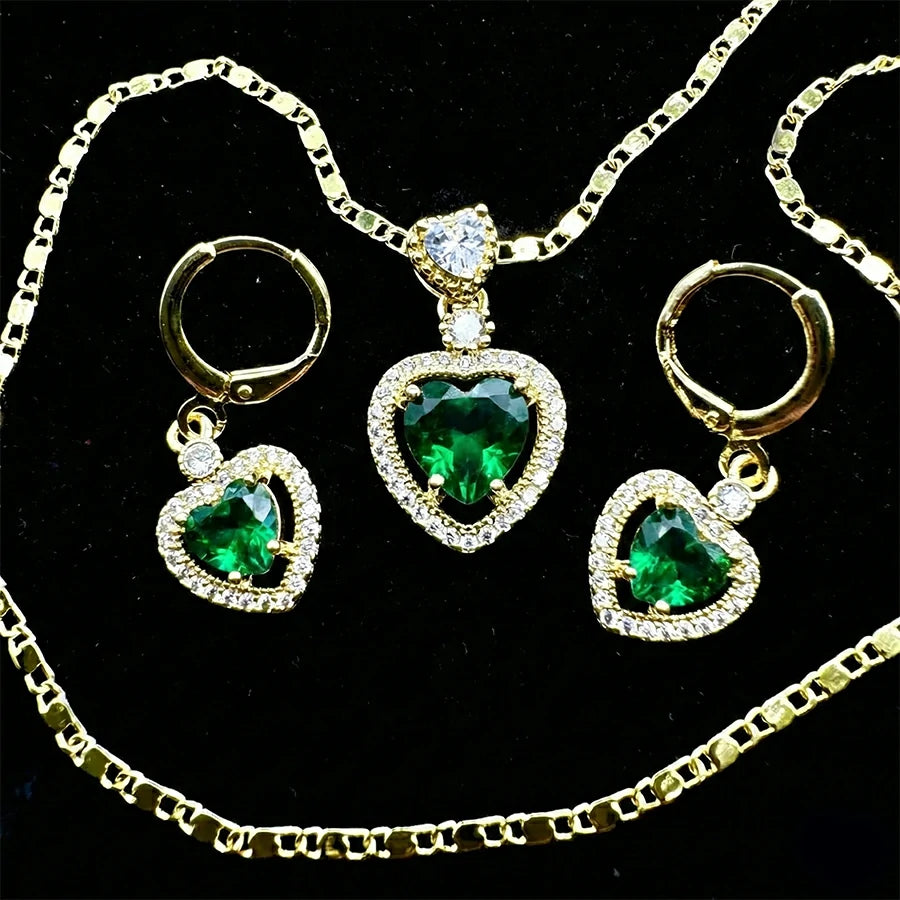 Set Premium De Corazones Cadena y Aritos