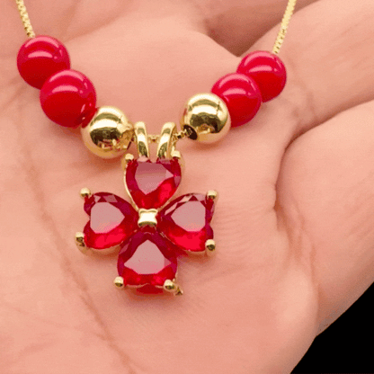 Collar Premium Trebol De Corazones