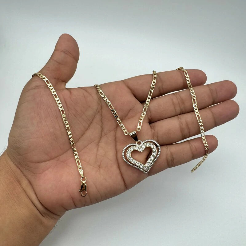 Cadena De 3 MM + Corazón Con Zirconias