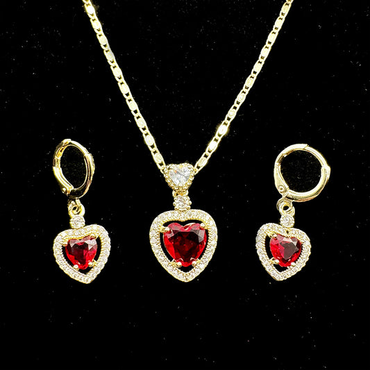 Set Premium De Corazones Cadena y Aritos