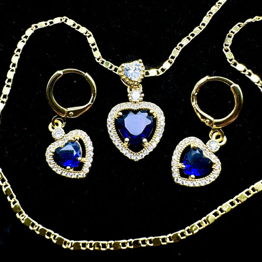 Set Premium Corazón Del Mar De Cadena y Aritos