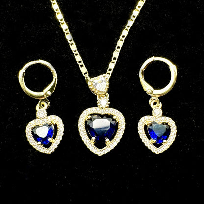 Set Premium Corazón Del Mar De Cadena y Aritos