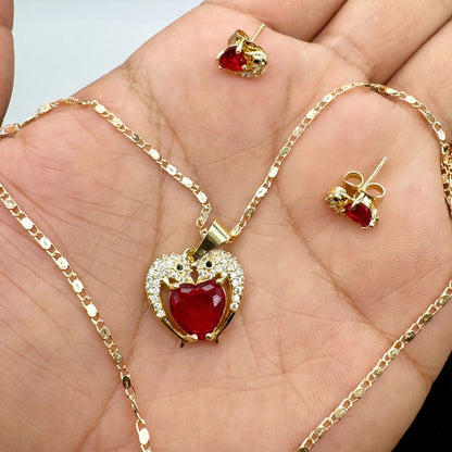Set Premium Corazón De Delfín De Cadena y Aritos