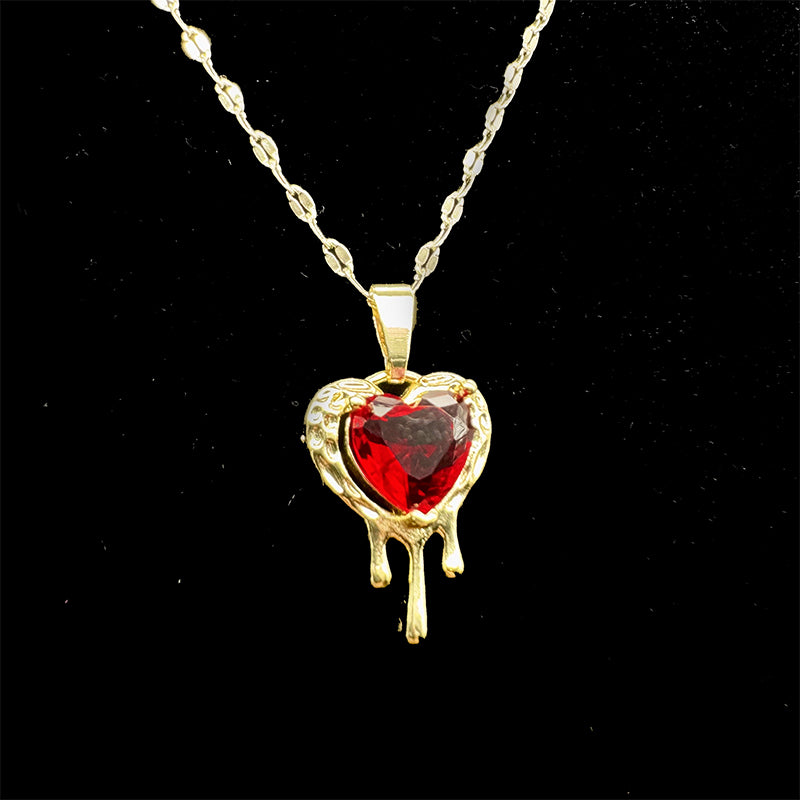 Set Premium Corazón Rojo De Cadena y Aritos