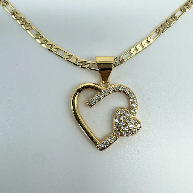 Cadena De 3 MM + Corazón Con Zirconias