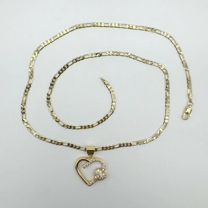 Cadena De 3 MM + Corazón Con Zirconias