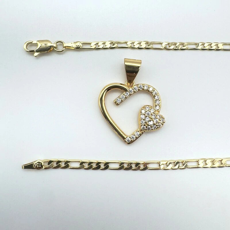 Cadena De 3 MM + Corazón Con Zirconias