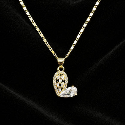 Set Premium Corazón De Amor Cadena y Aritos