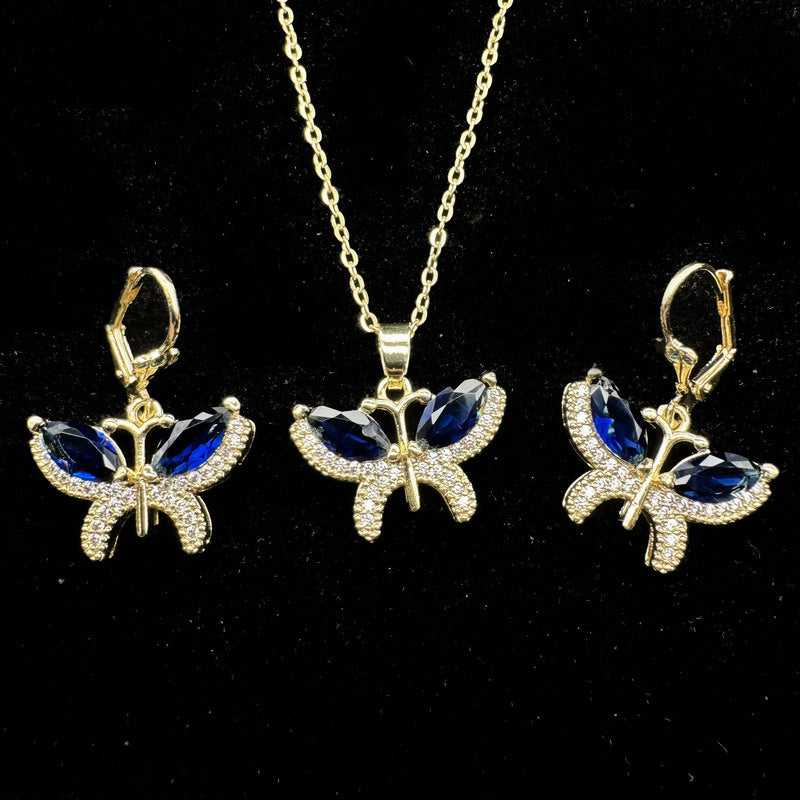 Set Premium Mariposas Del Mar Cadena y Aritos
