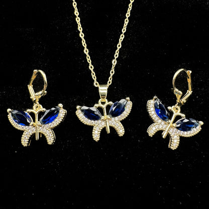Set Premium Mariposas Del Mar Cadena y Aritos
