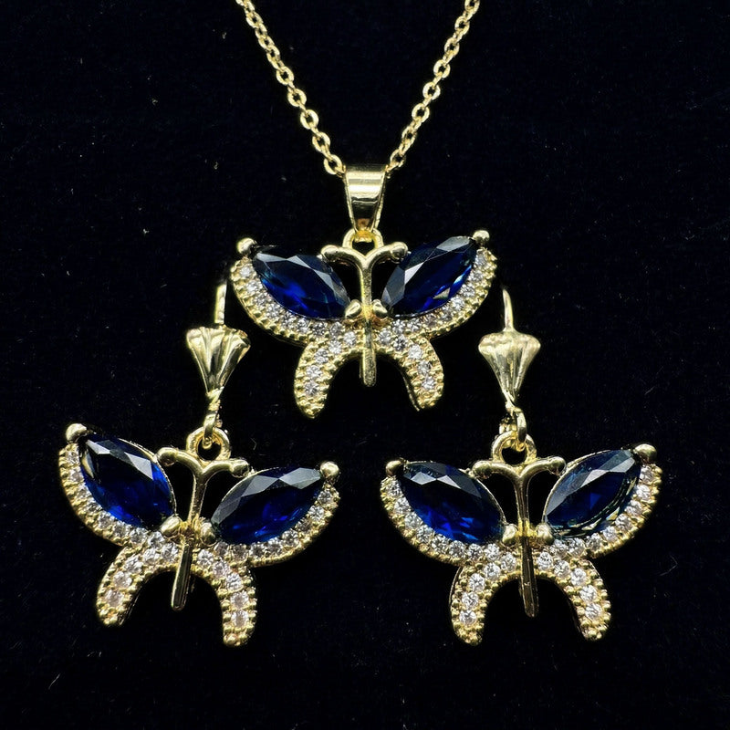 Set Premium Mariposas Del Mar Cadena y Aritos