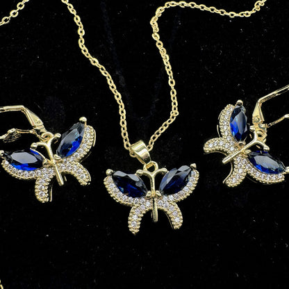 Set Premium Mariposas Del Mar Cadena y Aritos