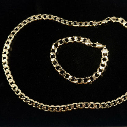 Set De Cadena y Pulsera Cubana En Caja De Regalo