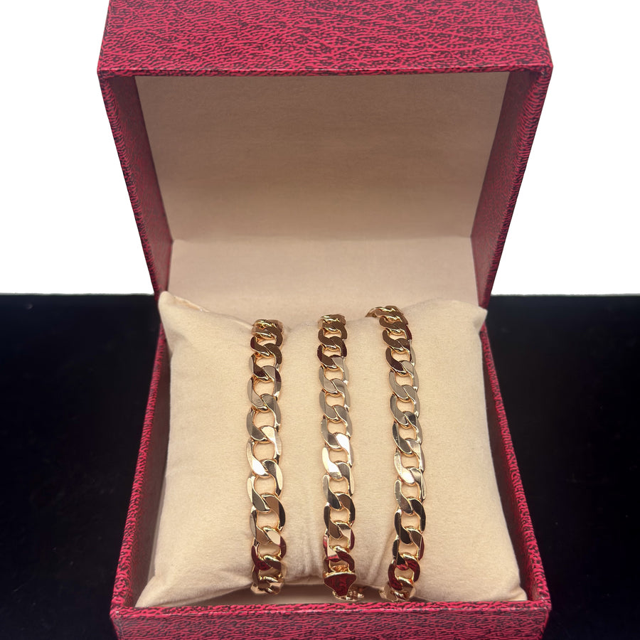 Set De Cadena y Pulsera Cubana En Caja De Regalo