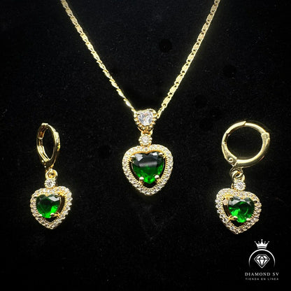 Set Premium Corazón Del Bosque De Cadena y Aritos