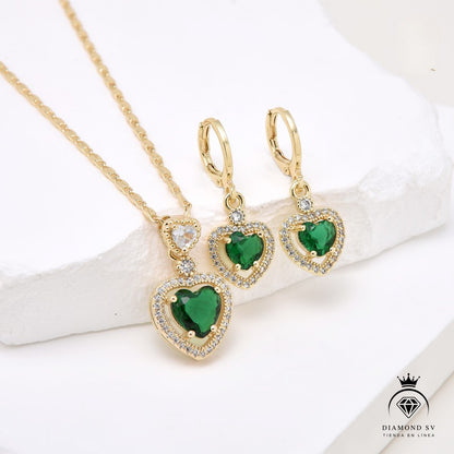 Set Premium Corazón Del Bosque De Cadena y Aritos